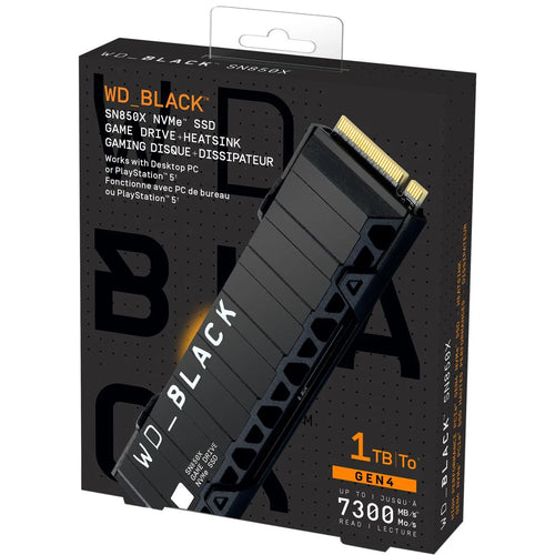 WD BLACK SN850X 1TB NVMe Gen4 PCIe M.2 2280 SSD Internal Solid State Drive up to 7,300MB/s