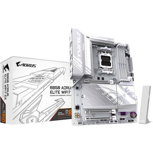 GIGABYTE B850 Aorus Elite WIFI7 ICE AM5 ATX Motherboard, AMD B850 Chipset, 4x DDR5 DIMM Slots, Up to 256GB Max Memory, 1x PCIe 5.0 x16, 3x M.2 Slots, WiFi & BT, White