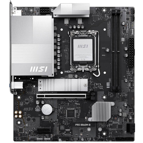 MSI PRO B860M-B mATX - Supports Intel Core Ultra Processors (Series 2), LGA 1851 - Direct 6 Phases, DDR5 Memory Boost (9066+ MT/s OC), PCIe 5.0 x16, M.2 Gen5, 5G LAN