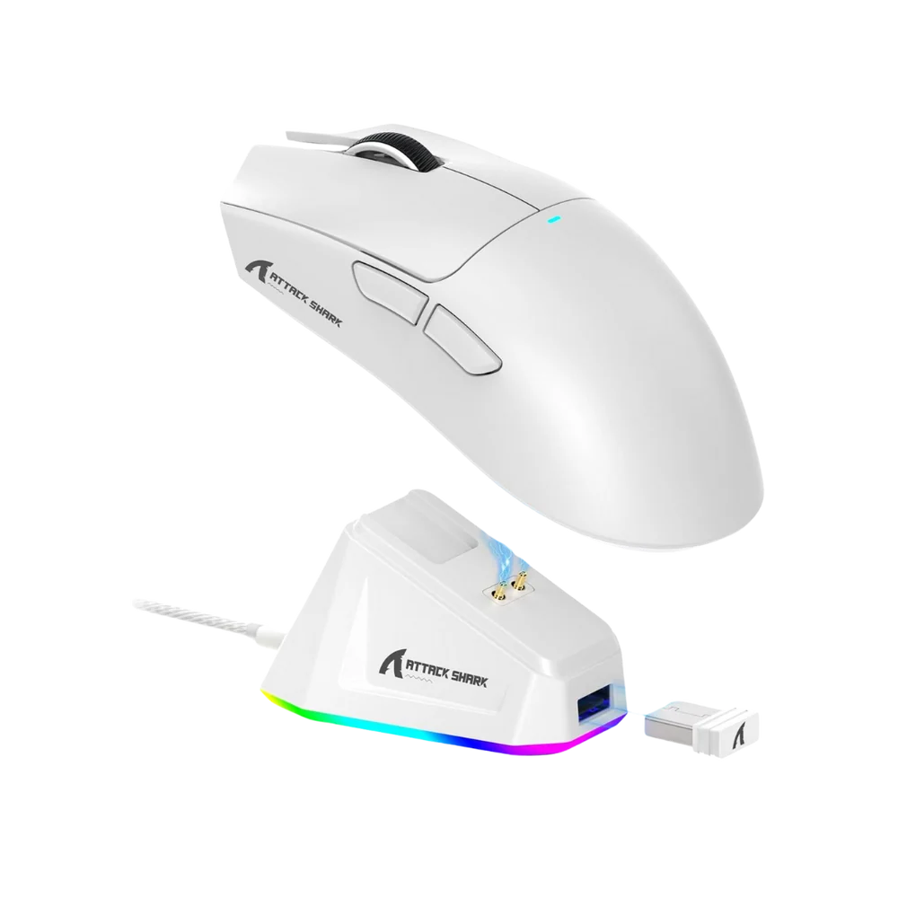 ATTACK SHARK X11 Lightweight Wireless Gaming Mouse with RGB Charging Dock,Tri-Mode-2.4G/USB-C Wired/BT,22K DPI,PAW3311 Optical Sensor,HUYU Switch, 5 programmable Buttons for PC/Mac