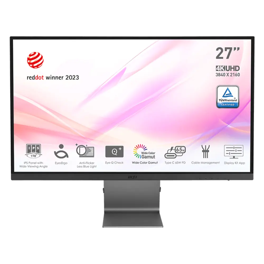 MSI Modern MD271UL 27" IPS 4K Sleek & Ultra-Slim 10bit 139% SRGB EyesErgo & Eye-Q Technology HDMI, DP Port, USB C