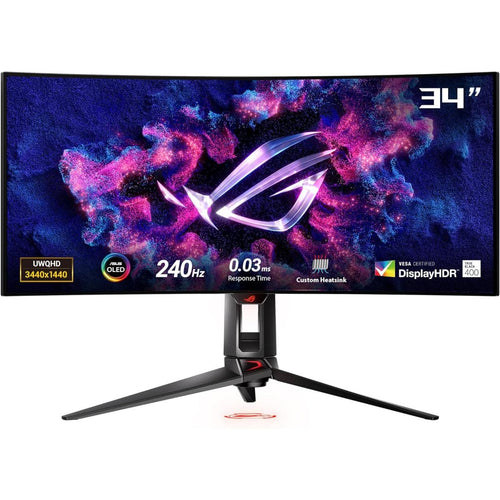 ASUS ROG Swift PG34WCDM 34” OLED Ultrawide 800R Curved 4K 240Hz 0.03ms HDR 400 G-SYNC Compatible Custom Heatsink w/ KVM, USB-C , HDMI 2.1