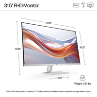 HP 532sf 32" Ultraslim Full HD Monitor 100Hz 99% sRGB Color 300 Nits 2x HDMI AMD FreeSync w/ Eye Safe , Silver & Black