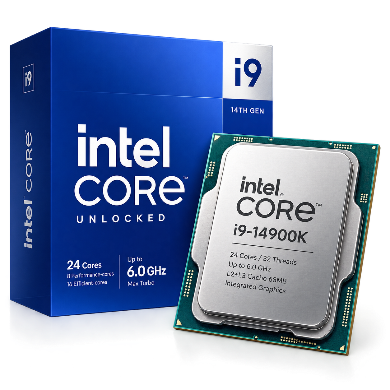 Intel NEW 14Gen Core i9-14900K 24-Cores up to 6.0 GHz L2+L3 68MB Cache w/ Integrated Graphics & Unlocked - Tray