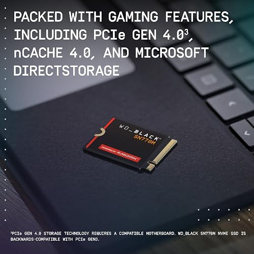 WD_BLACK 2TB SN770M M.2 2230 NVMe SSD for Handheld Gaming Devices and Compatible laptops. Speeds up to 5,150MB/s, TLC 3D NAND, Great for Asus ROG Ally, Steam Deck and Microsoft Surface