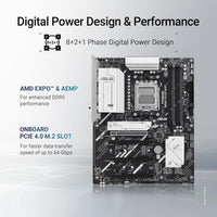 ASUS PRIME B840-Plus Wi-Fi 6E AM5 ATX AMD B840 Chipset, 4x DIMM DDR5 Slots, Up to 192GB Max Memory, 1 x PCIe 4.0 x16 SafeSlot Core+, 3 x M.2 Slots, WiFi & BT Connectivity