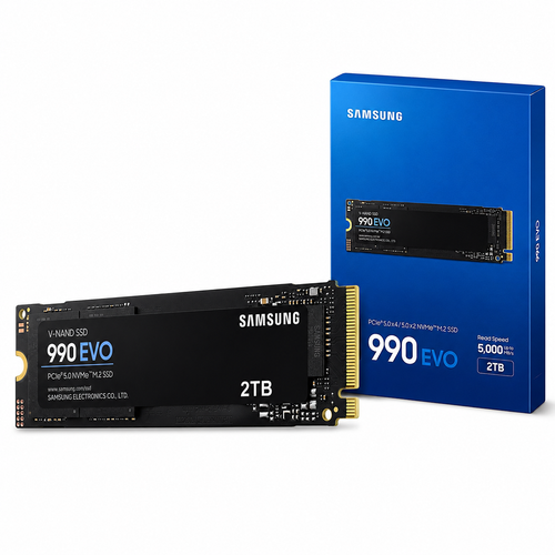 SAMSUNG SSD 990 EVO 2TB PCIe 5.0 M.2 2280 Seq Read Speeds Up-to 5,000MB/s w/ Power Efficienc & Smart Thermal Control