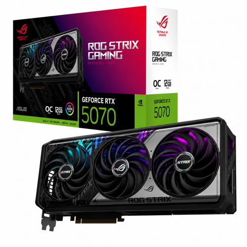 ASUS ROG Strix GeForce RTX™ 5070 OC Edition 12GB GDDR7 Graphics Card (PCIe® 5.0, 12GB GDDR7, HDMI®/DP 2.1, 3.2-Slot, Axial-tech Fans, MaxContact Design, Phase-Change GPU Thermal pad, Aura sync)