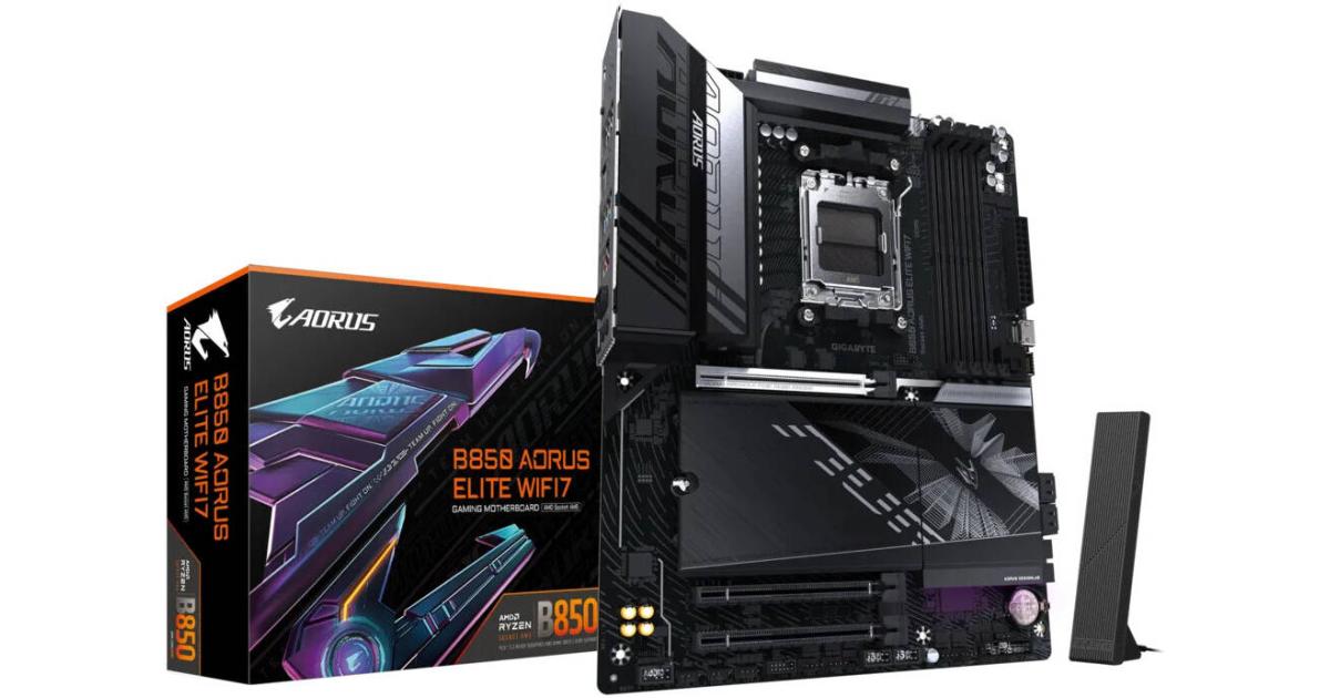 GIGABYTE B850 AORUS ELITE WIFI7 AM5 ATX Motherboard, AMD B850 Chipset, 4x DDR5 DIMM Slots, Up to 256GB Max Memory, WiFi & BT Connectivity, 1 x PCIe 5.0 x16, 3 x M.2 Slots
