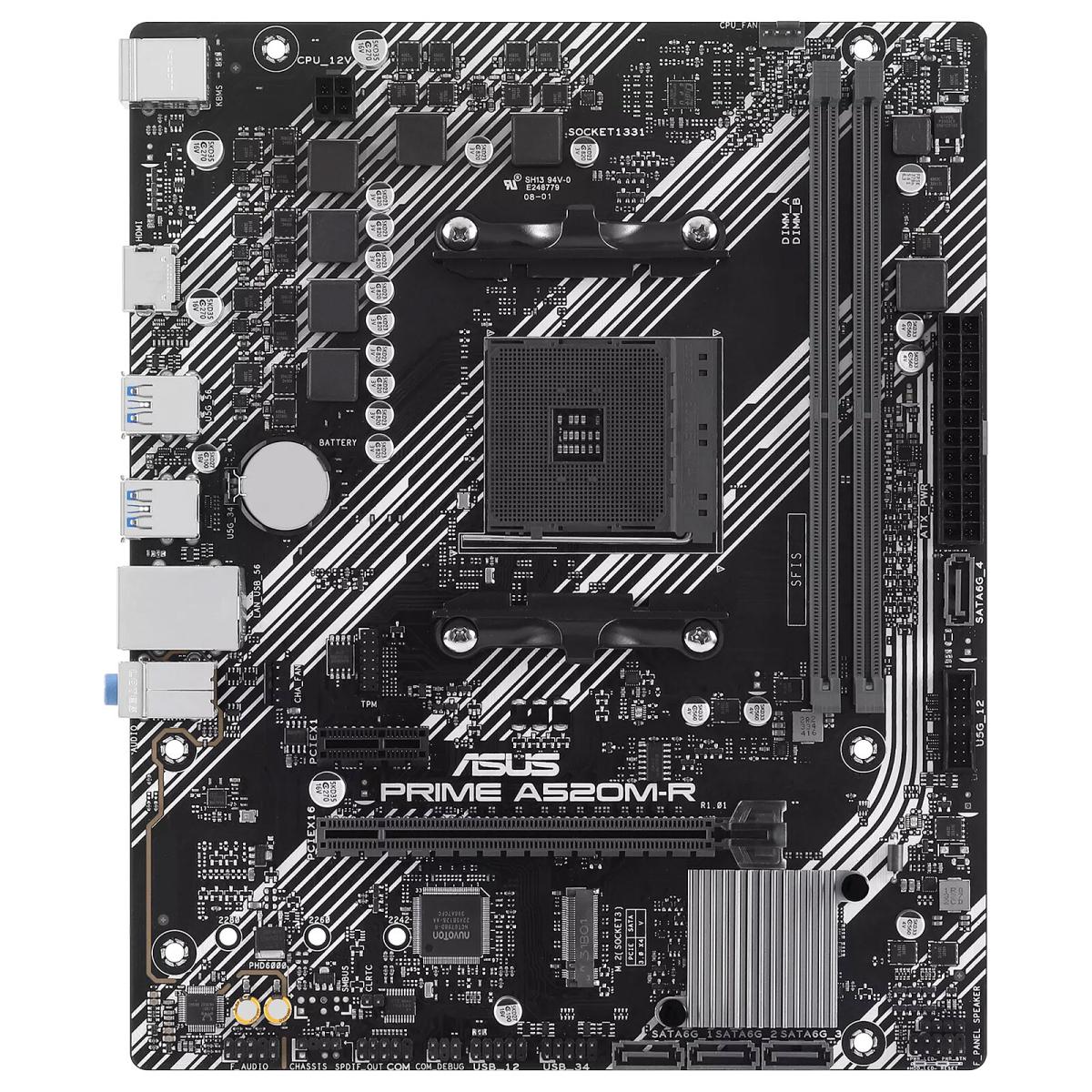 Asus Prime A520M-R AMD A520 (Ryzen AM4) Micro ATX Motherboard with M.2 Slot USB 3.2 Gen 2 Type-A
