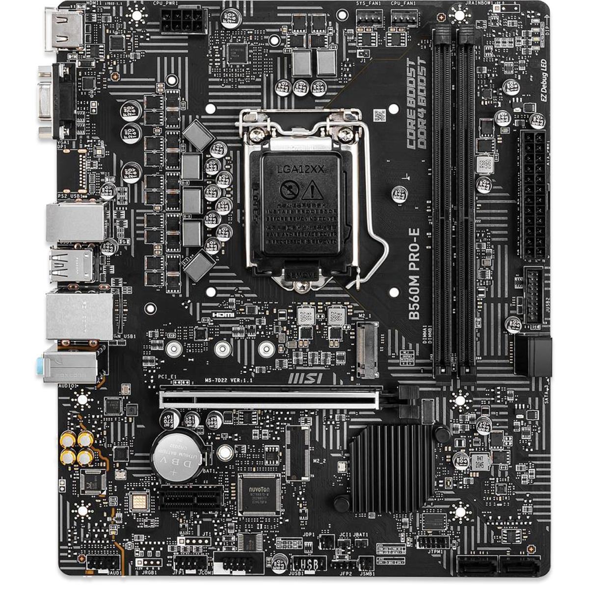 MSI PRO B860M-E mATX - Supports Intel Core Ultra Processors (Series 2), LGA 1851 - Direct 6 Phases, DDR5 Memory Boost (9066+ MT/s OC), PCIe 5.0 x16, M.2 Gen5, 5G LAN