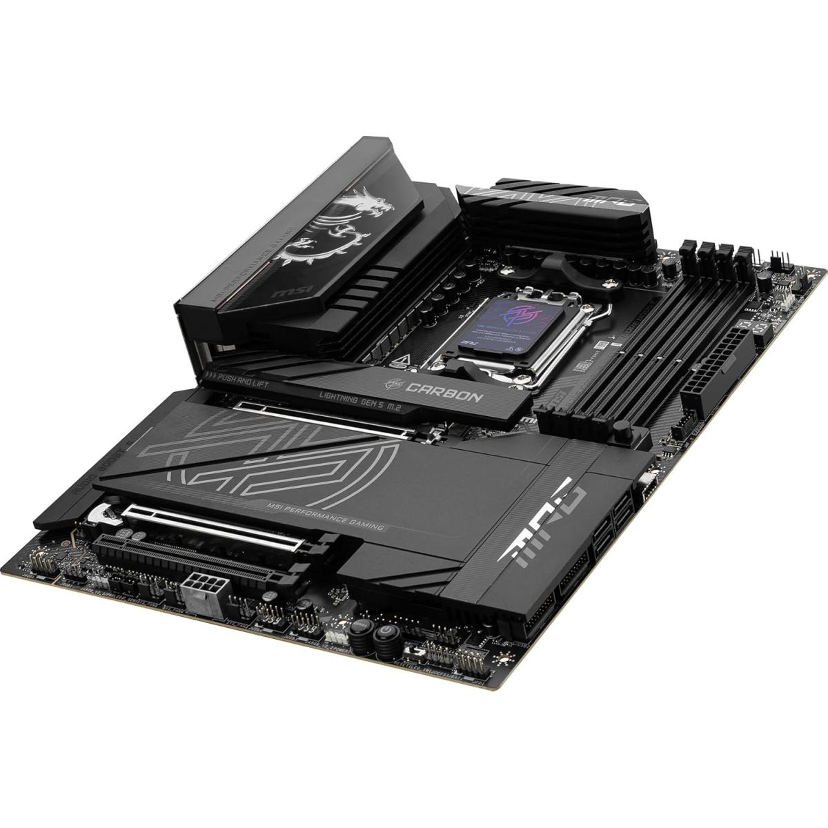 MSI MPG X870E Carbon Wi-Fi AM5 ATX AMD X870E Chipset DDR5 4x M.2 Slots, 3x PCI-E x16 Slots, Wi-Fi 7 & BT5.4 Connectivty, Black