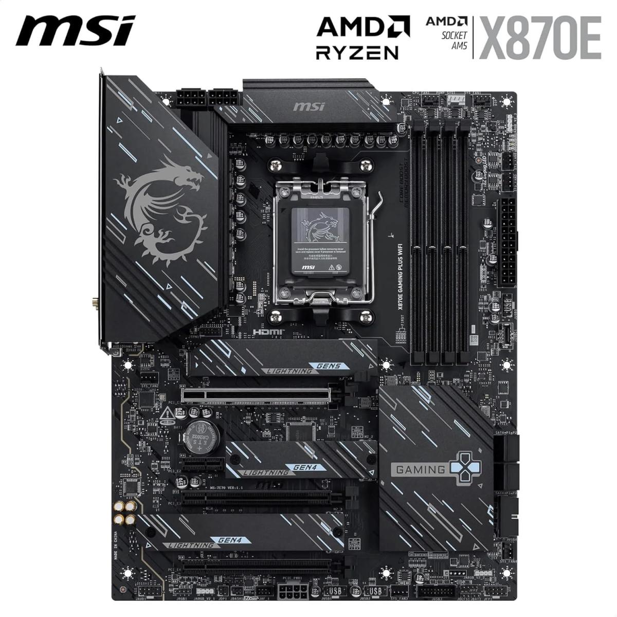 MSI PRO X870E-P WiFi 7 Motherboard, ATX - Supports AMD Ryzen 9000/8000 / 7000 Processors, AM5-60A SPS VRM, DDR5 Memory Boost (8200+ MT/s OC), PCIe 5.0 x16 & 4.0 x16, M.2 Gen5, Wi-Fi 7, 5G LAN