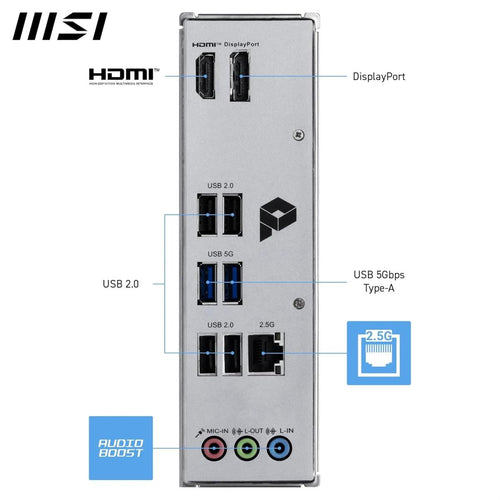 MSI PRO H810M-B mATX - Supports Intel Core Ultra Processors (Series 2), LGA 1851 - DDR5 Memory Boost (6400 MT/s MAX), PCIe 5.0 x16, M.2 Gen4, 2.5G LAN
