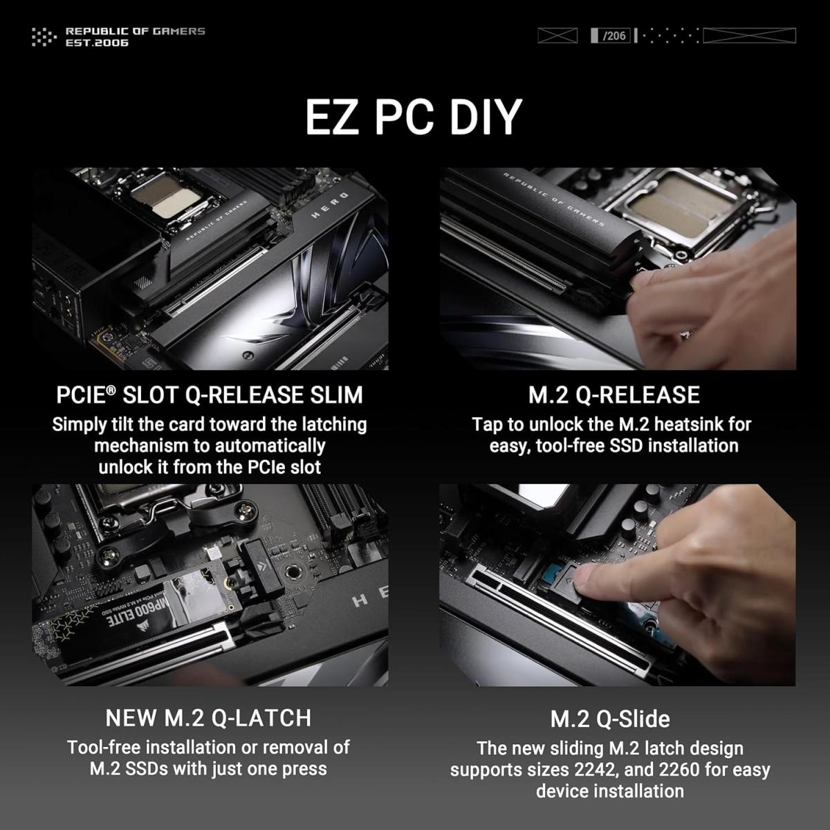 ASUS ROG CROSSHAIR X870E HERO, AMD AM5 Motherboard, DDR5 192GB Max Support EXPO, AI Intelligence, Wi-Fi 7, 2 x USB4 Ports, Overclocking Support