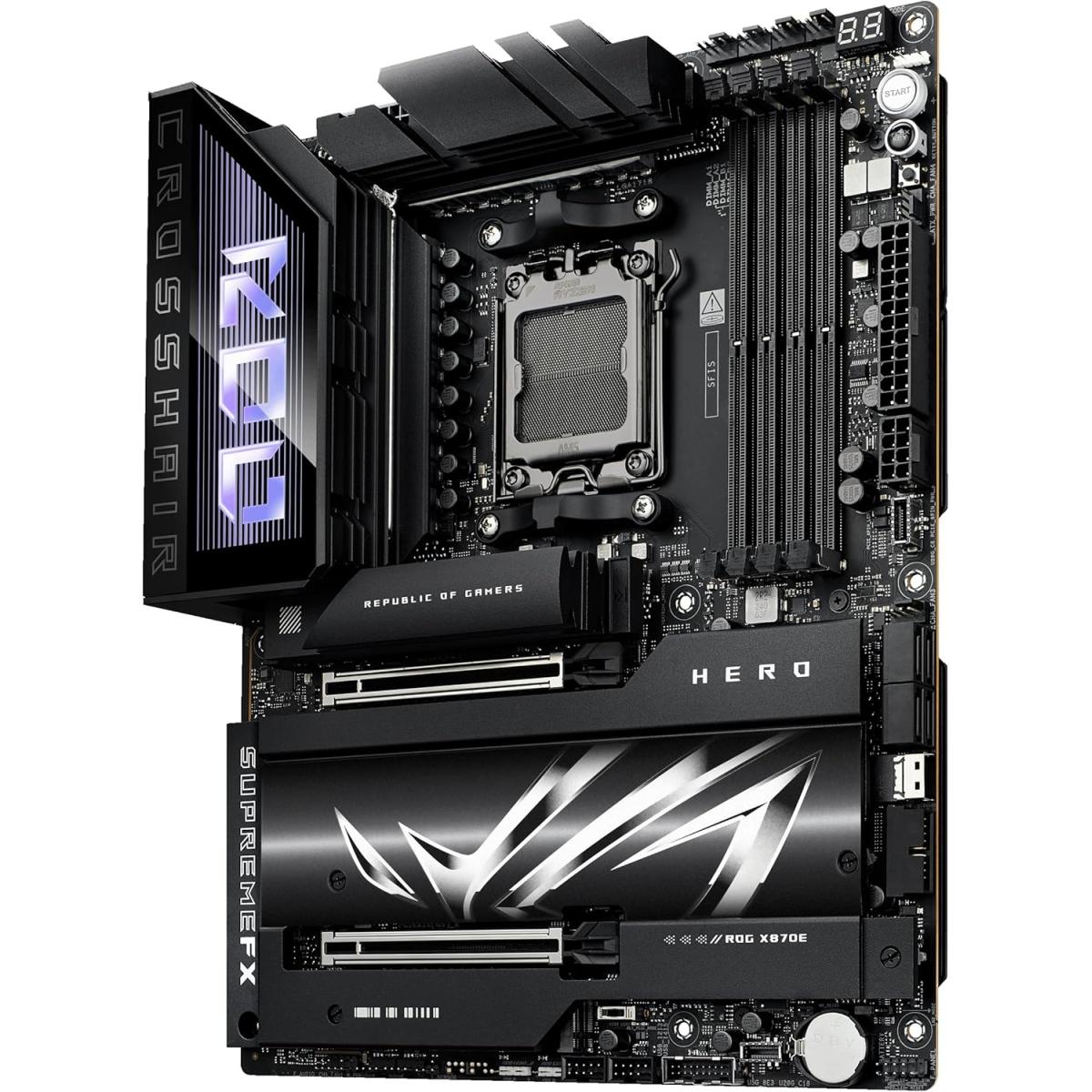 ASUS ROG CROSSHAIR X870E HERO, AMD AM5 Motherboard, DDR5 192GB Max Support EXPO, AI Intelligence, Wi-Fi 7, 2 x USB4 Ports, Overclocking Support