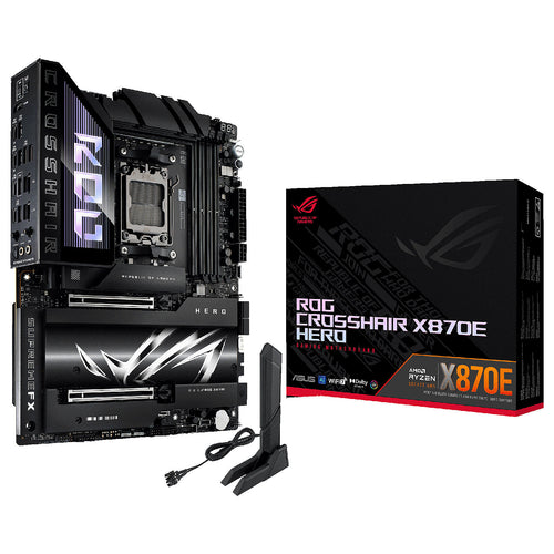 ASUS ROG CROSSHAIR X870E HERO, AMD AM5 Motherboard, DDR5 192GB Max Support EXPO, AI Intelligence, Wi-Fi 7, 2 x USB4 Ports, Overclocking Support