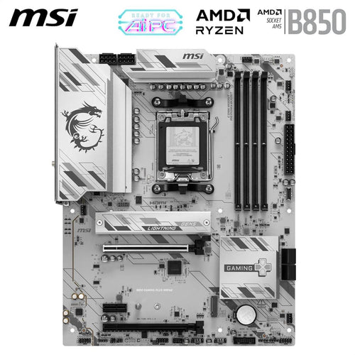 MSI B850 Gaming Plus WiFi AM5 ATX AMD B850 Chipset, 4x DDR5 UDIMM Slots, Up to 256GB Max Memory, 4x PCIe x16 Slots, 3x M.2 Slots, WiFi & BT Connectivity
