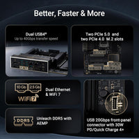 ASUS ProArt X870E-Creator WIFI AM5 ATX AMD X870E Chipset, 4x DDR5 DIMM Slots, 192GB Max Memory, 4x M.2 PCIe Slots, 2x PCIe 5.0 x16 Slots, Bluetooth v5.4