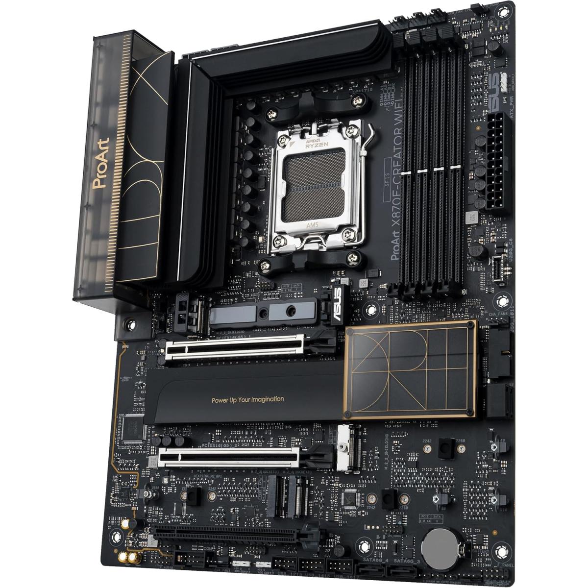 ASUS ProArt X870E-Creator WIFI AM5 ATX AMD X870E Chipset, 4x DDR5 DIMM Slots, 192GB Max Memory, 4x M.2 PCIe Slots, 2x PCIe 5.0 x16 Slots, Bluetooth v5.4