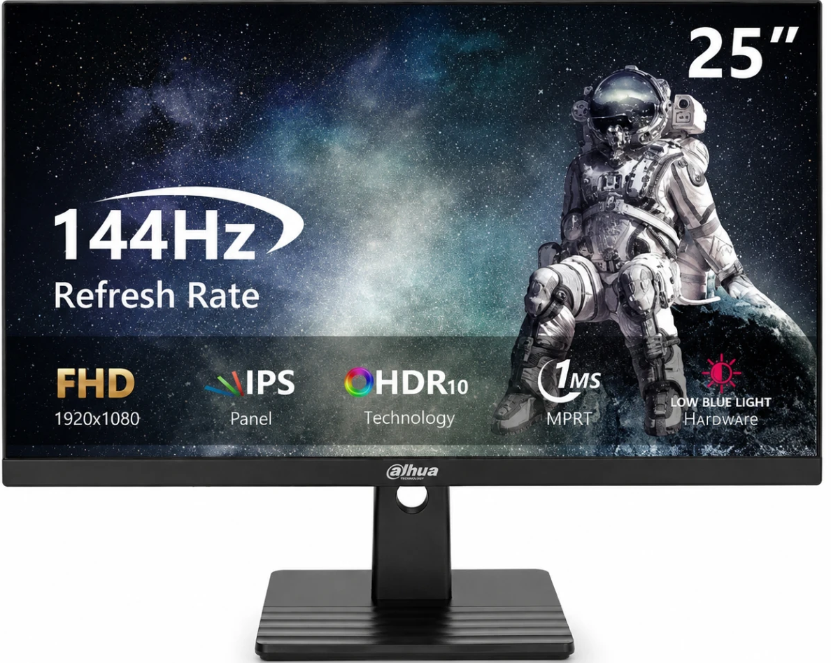 DAHUA LM25-B221B 25” IPS Full HD up to 144Hz 1ms 99% sRGB Ultra-Narrow Bezel w/ Display Port & HDMI Interface , Black