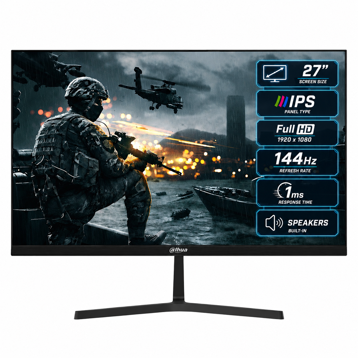 Dahua LM27-B221S 27” IPS Full HD 144Hz 1ms Anti-blue Light Design 99% sRGB HDMI & Display Port Interface w/ Multimedia Speakers - Black