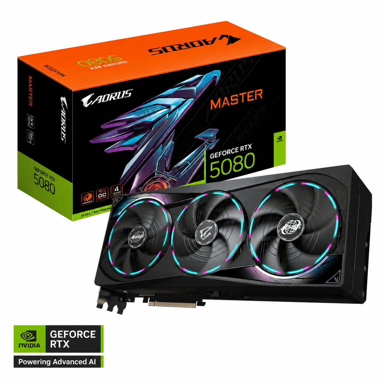 GIGABYTE AORUS GeForce RTX 5080 MASTER Graphics Card, 16GB GDDR7 256-Bit Memory, 2805 MHz Core Clock, 30 Gbps Memory Speed, PCI-Express 5.0