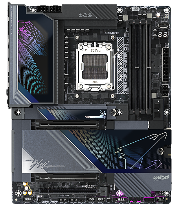 GIGABYTE X870E AORUS PRO X3D ATX AM5 Motherboard, AMD X870E Chipset, 4x DDR5 DIMM Slots, Up to 256GB Max Memory, 1x PCIe 5.0 x16 with PCIe UD Slots, 4x M.2 Slots