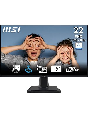 MSI PRO MP225 22" Full HD 100Hz 1ms EyesErgo Anti-Flicker Less Blue Light w/ HDMI & VGA Interface - Black
