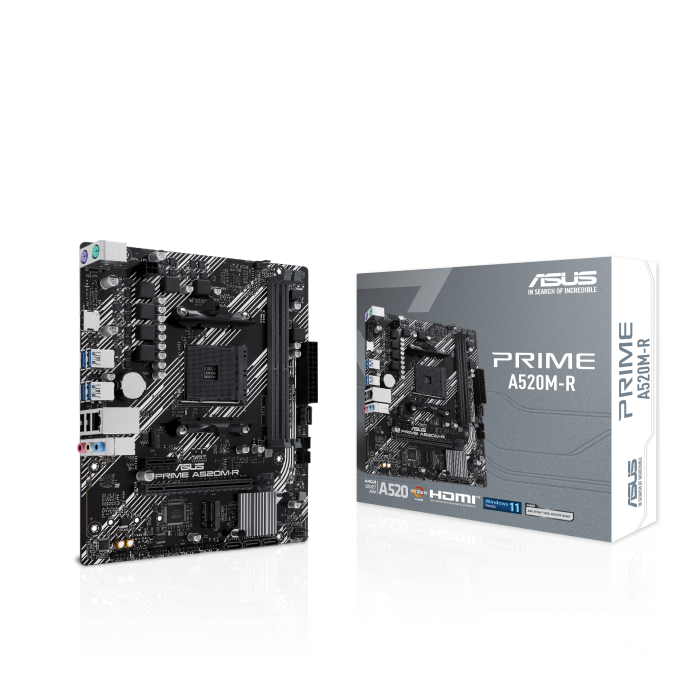 Asus Prime A520M-R AMD A520 (Ryzen AM4) Micro ATX Motherboard with M.2 Slot USB 3.2 Gen 2 Type-A