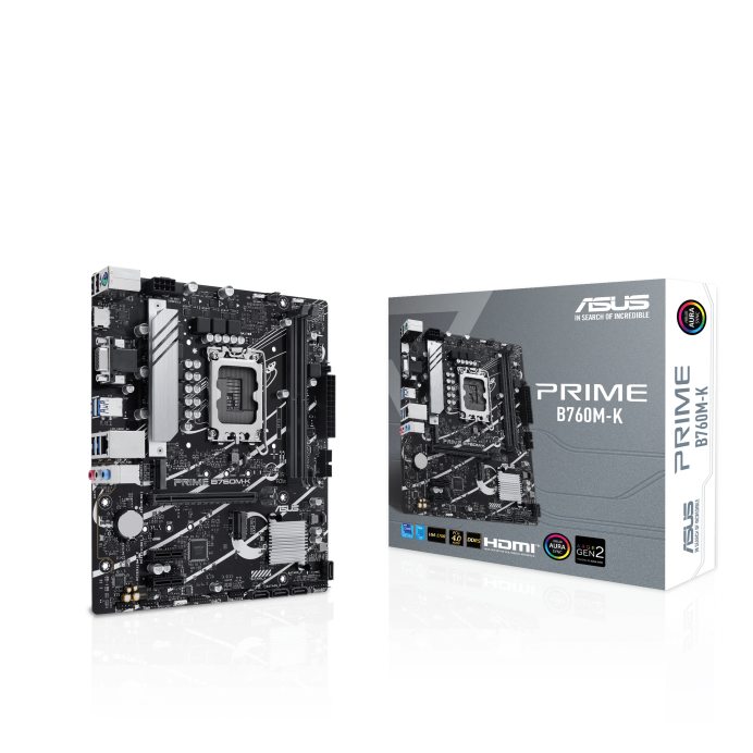 ASUS PRIME B760M-K DDR5 Intel 13th Gen Motherboard PCIe 4.0 2xM.2 2.5Gb Ethernet USB 3.2 Gen 1, Aura Sync