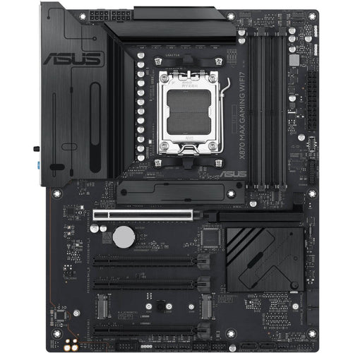 ASUS X870 MAX GAMING WIFI7 W AM5 ATX Motherboard, AMD X870 Chipset, 4x DDR5 DIMM Slots, Up to 256GB Max Memory, 1x PCIe 5.0 x16, 3x M.2 Slots, Wi-Fi 7 & Bluetooth v5.4, Black